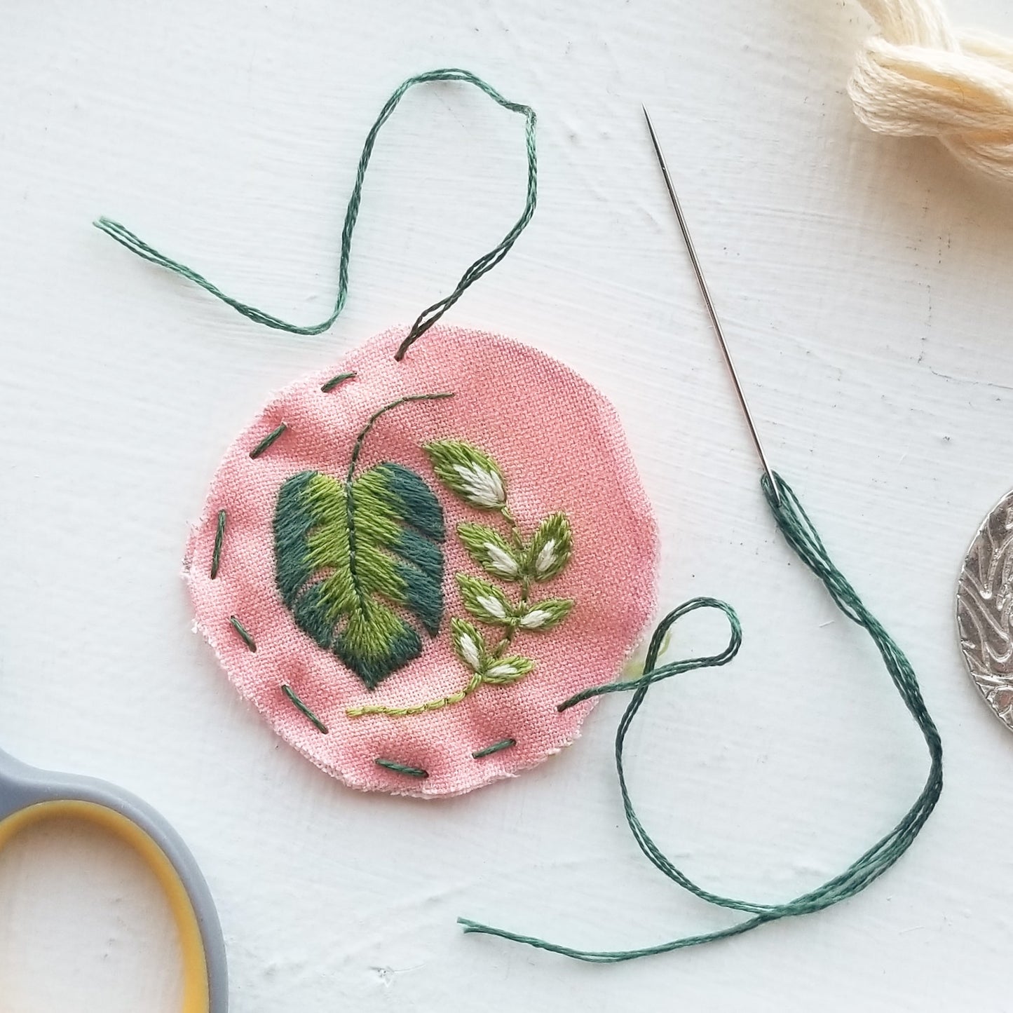 DIY Hand Embroidered Jewelry Kit: Tropical Plants