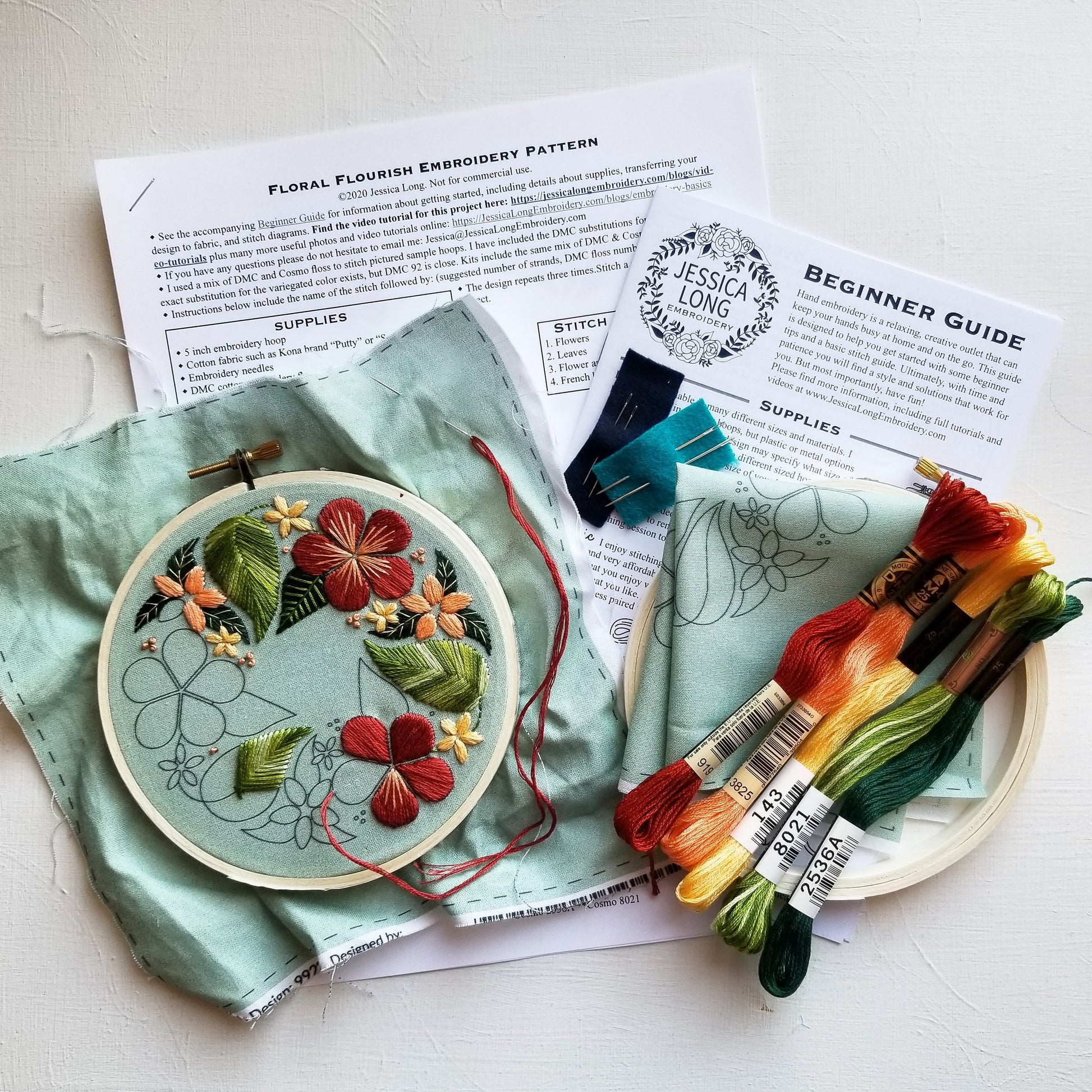 Jessica Long Embroidery Kit Floral Harvest - The Websters