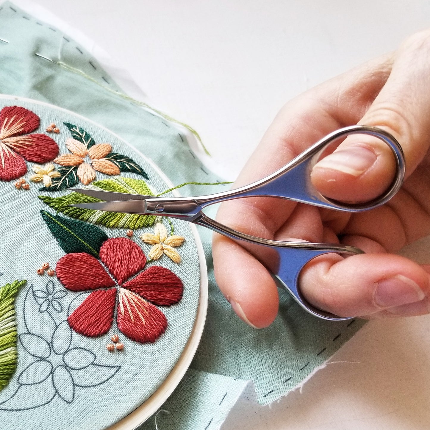 Silver Hand Embroidery Scissors with Teardrop Handles