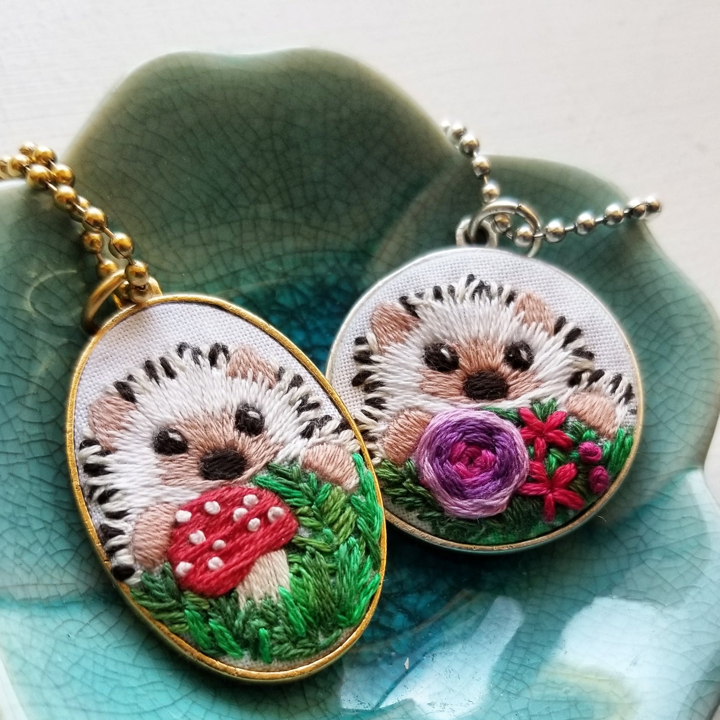 DIY Hand Embroidered Jewelry Kit: Hedgehog