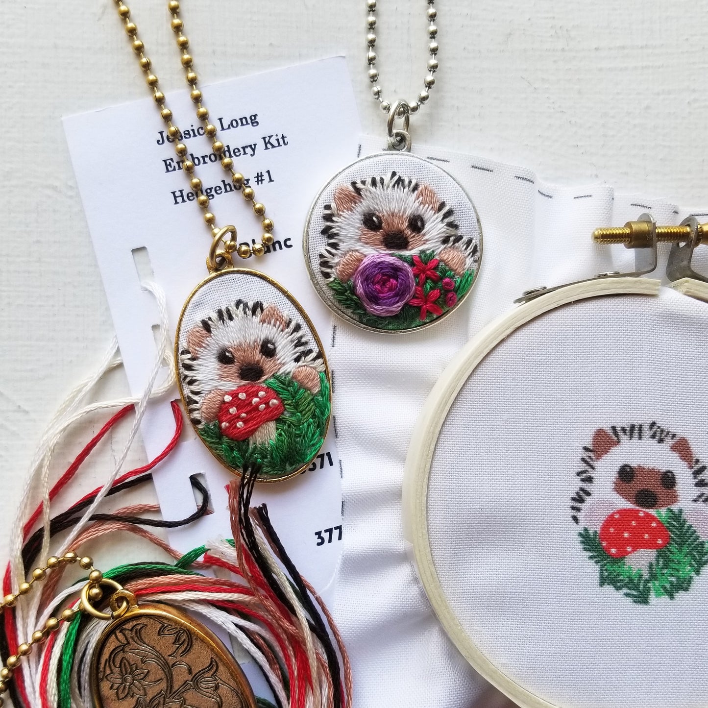 DIY Hand Embroidered Jewelry Kit: Hedgehog