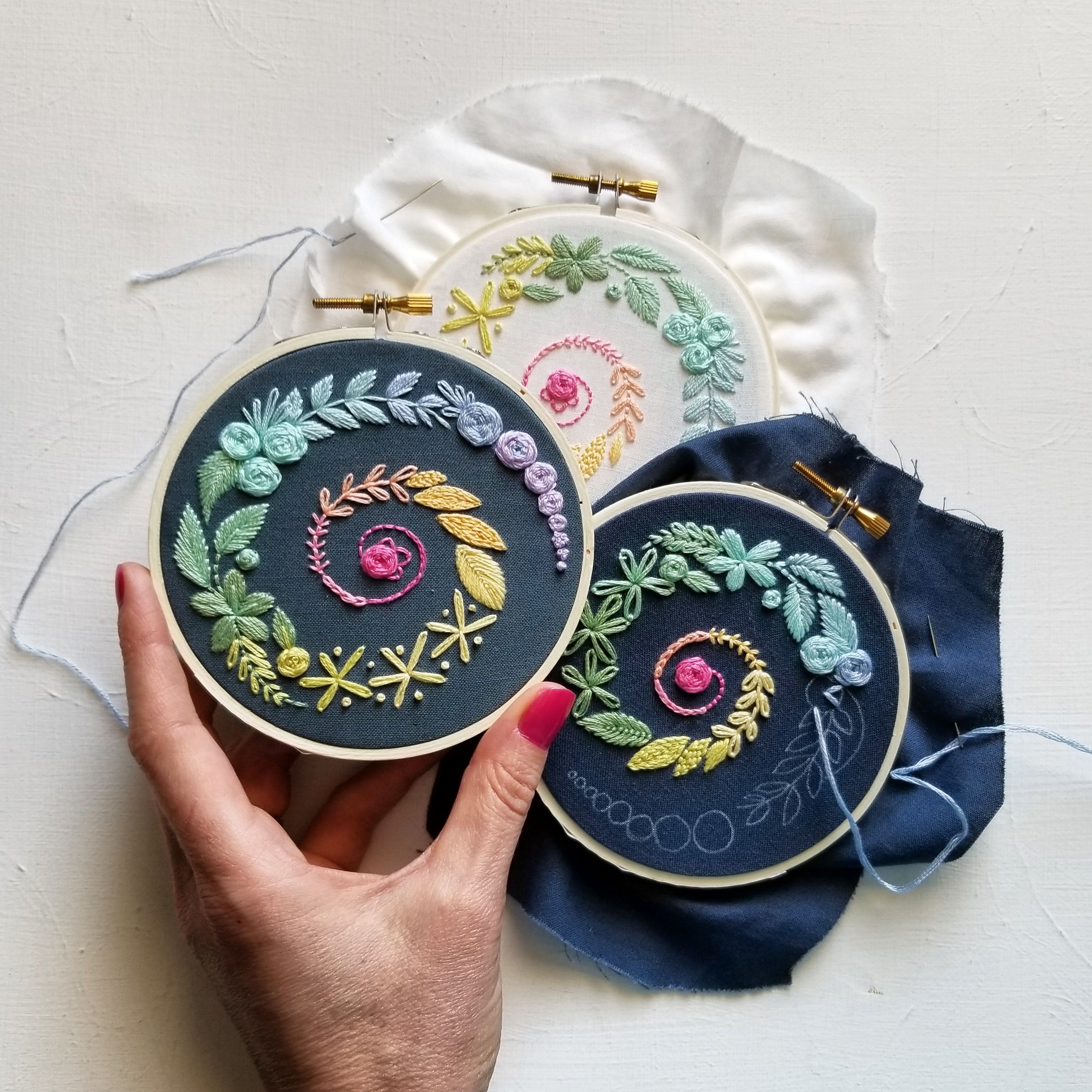 Spiral Sampler Beginner Embroidery Pattern (PDF) – Jessica Long Embroidery