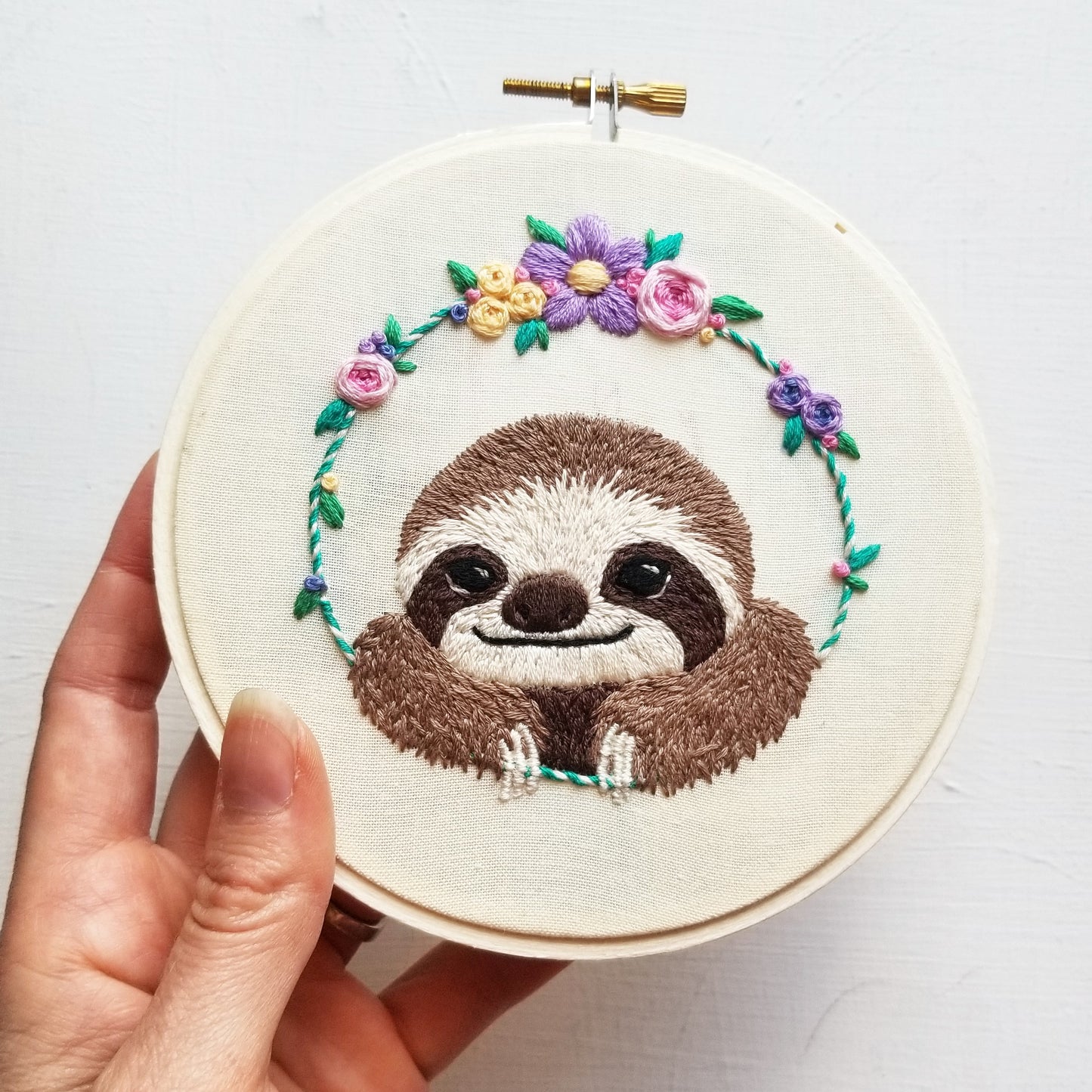 Smiling Sloth Embroidery Kit