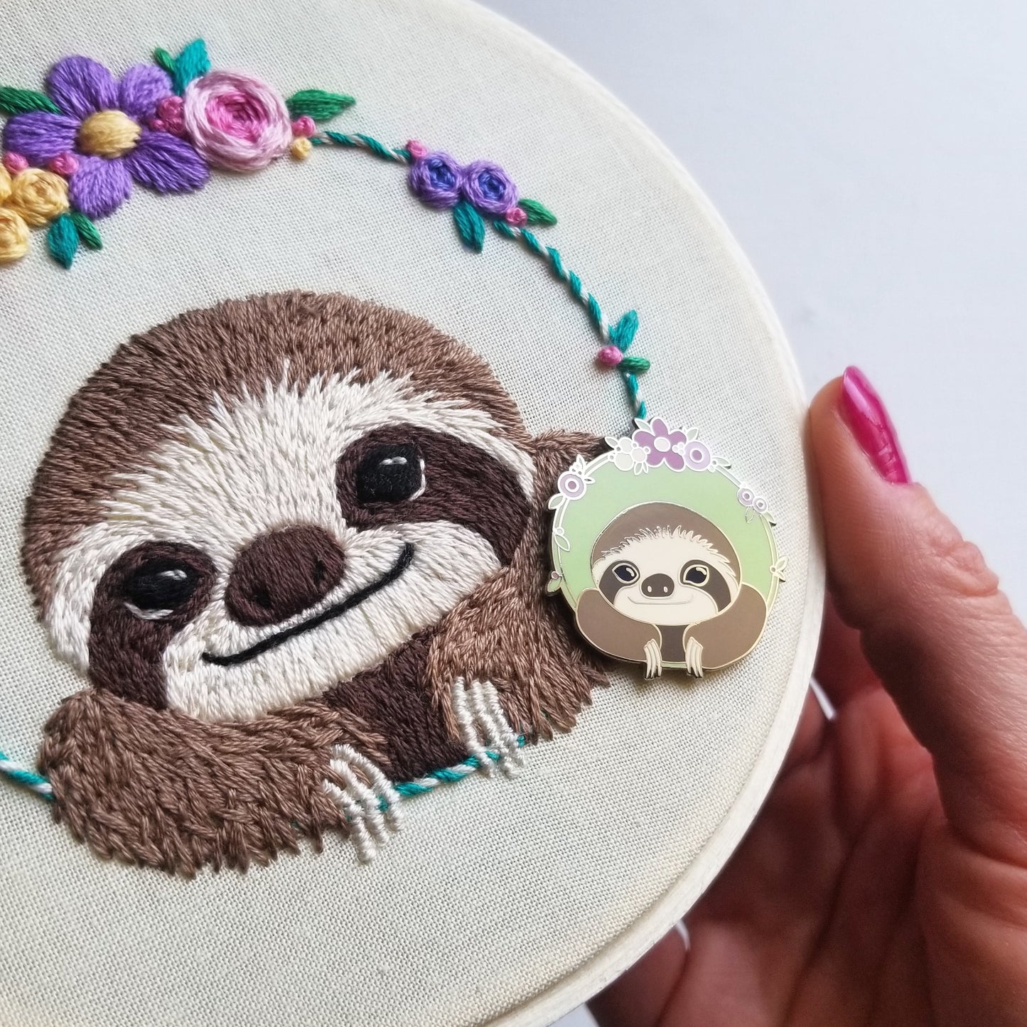 Smiling Sloth Embroidery Kit