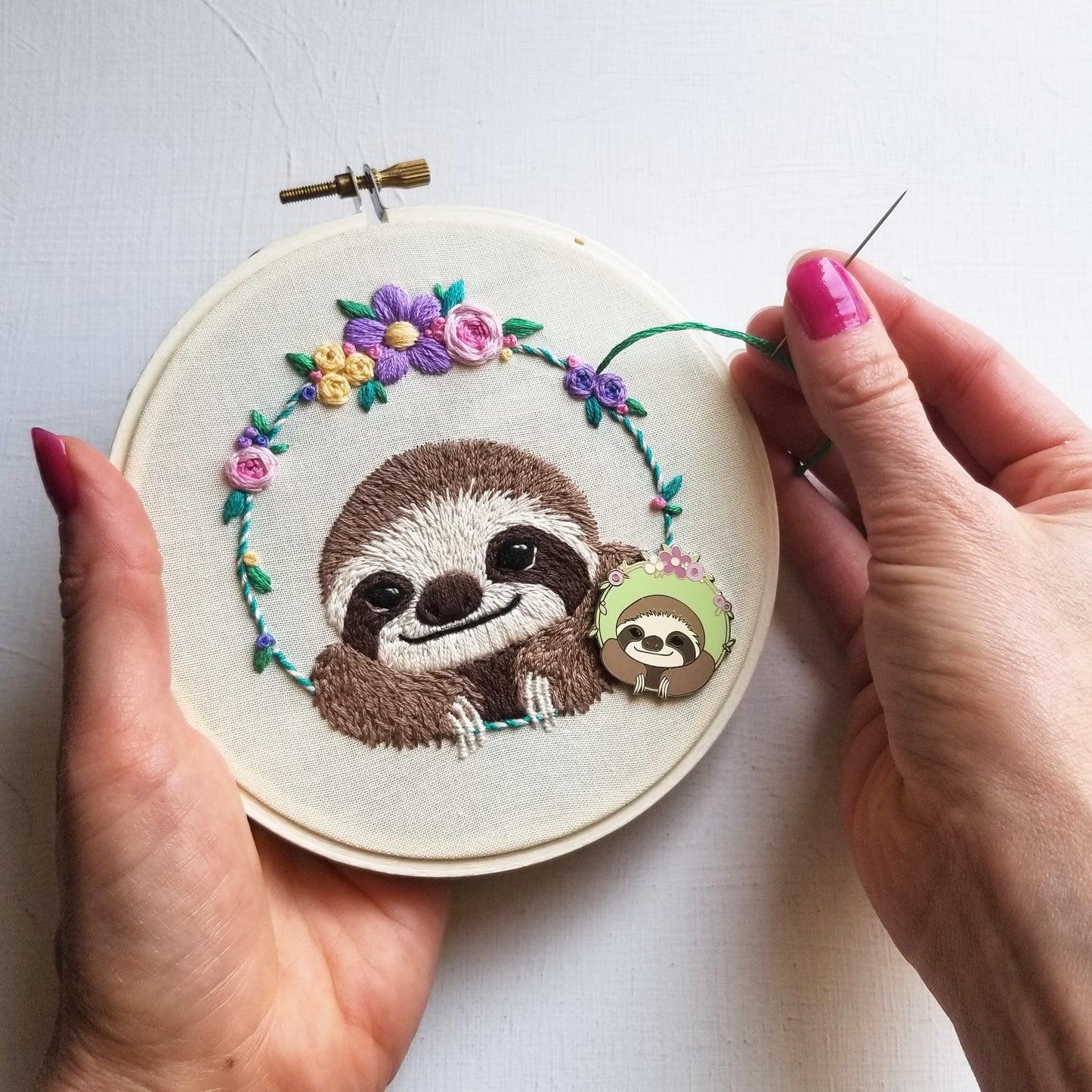 Smiling Sloth Embroidery Kit