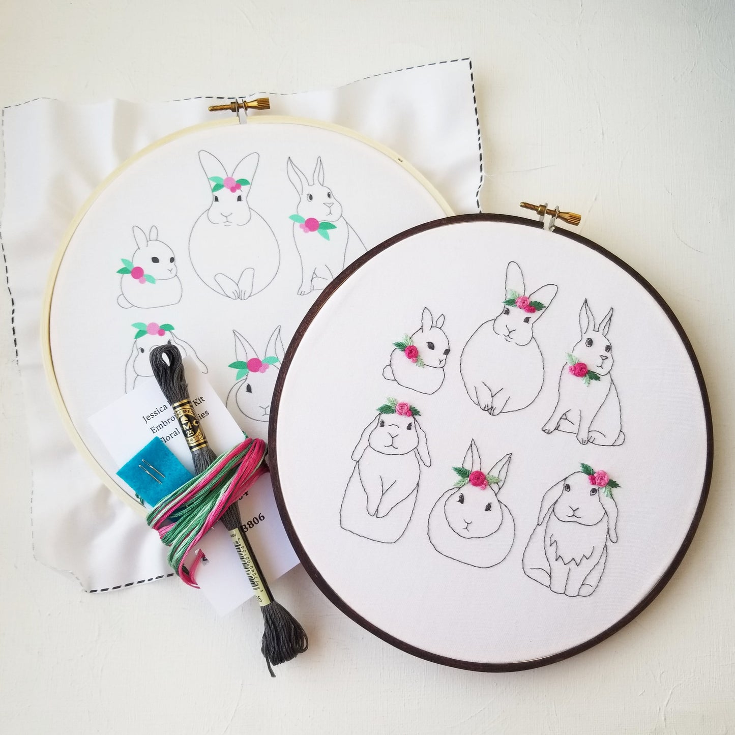 Floral Bunnies Embroidery Kit