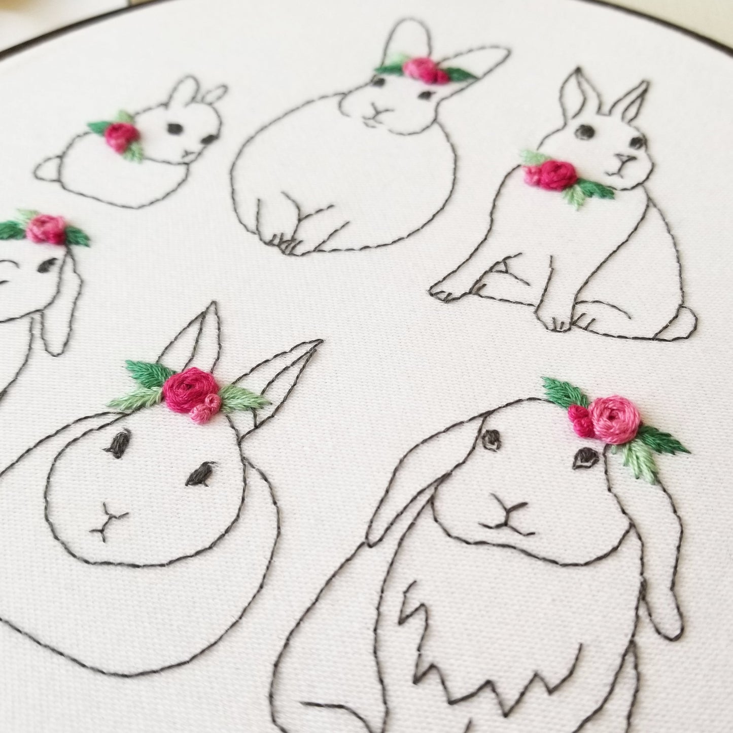 Floral Bunnies Embroidery Pattern (PDF)