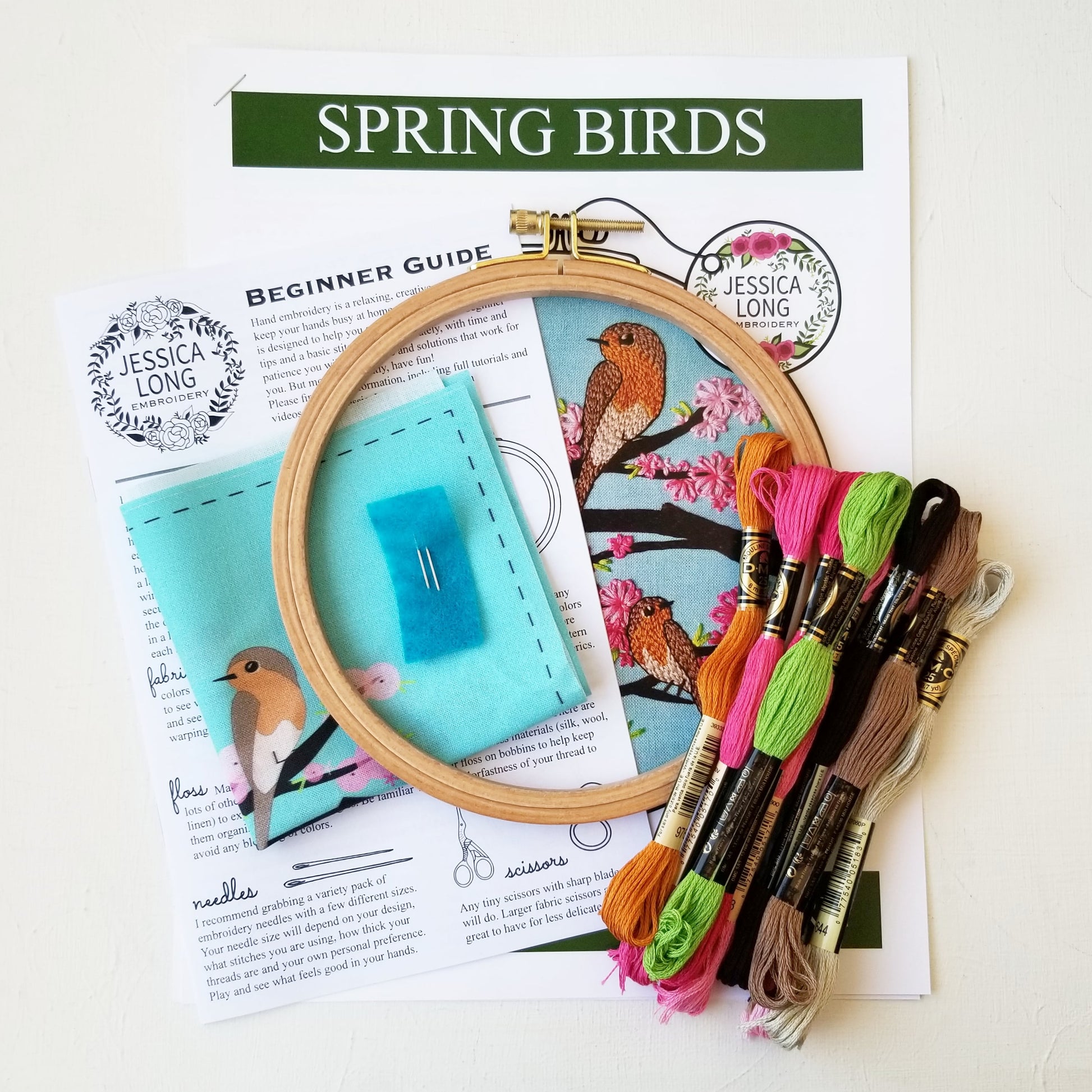 Birds, Bugs and Berries Hand Embroidery Kit, Pre Printed