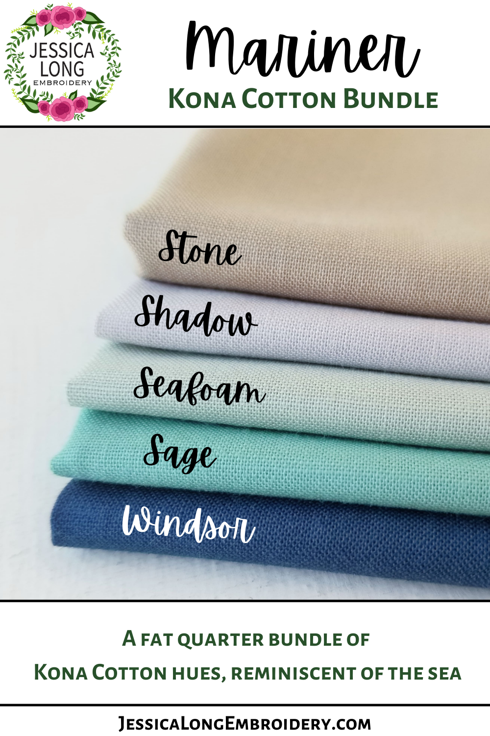 Kona Cotton Fabric Bundle: Mariner